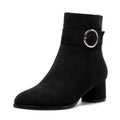 MOVINSTEPS Zip Dating Block 2 Inch Ankle High Round Toe Suede Low Heel Dress Solid Boots Black Size 7.5 - Zapatos for Women