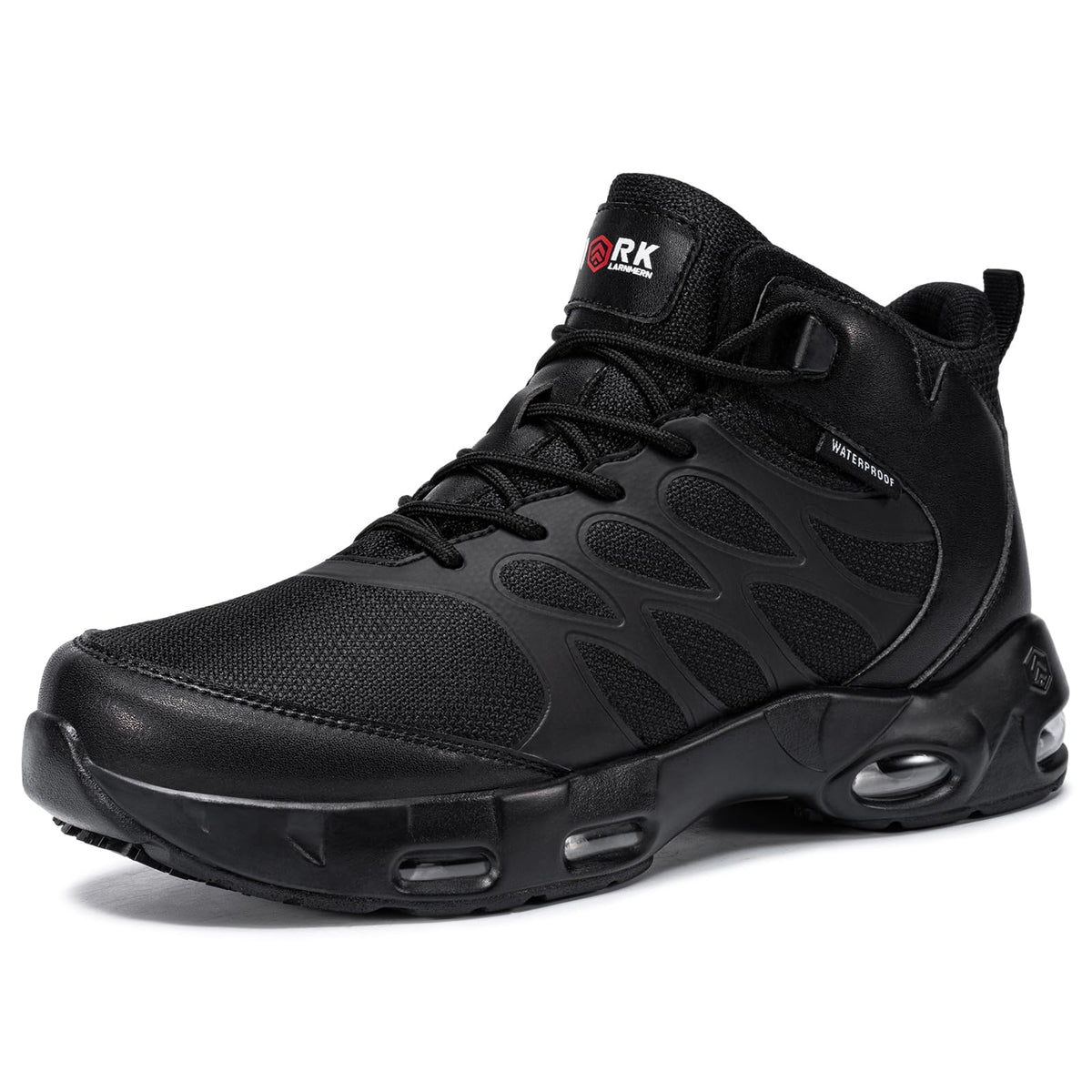 LARNMERN Men Non Slip Boots Restaurant Service Breathable Mesh Waterproof Outdoor Shoes Slip Resistant Work Ankle Boot Chef Zapatos Trabajo Casual Hiking Sneakers (Black9.5)