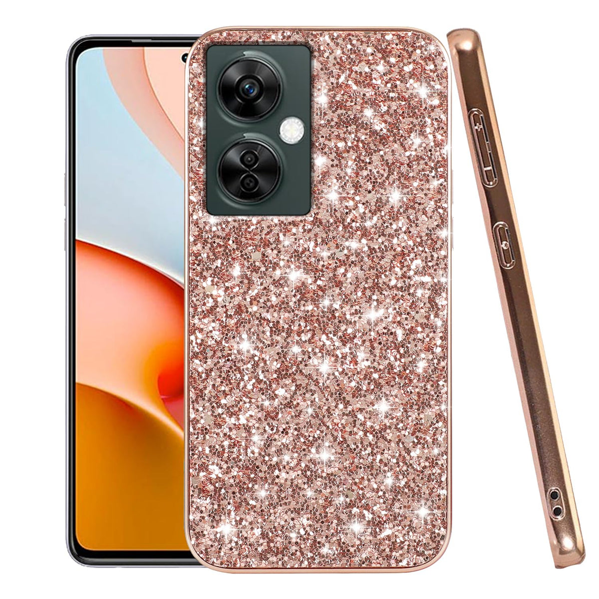 Anlalish Compatible OnePlus Nord N30 5G Phone Case Shockproof Anti-Scratch OnePlus Nord N30 5G Case Glitter TPU&PC Fundas Protection Accessories Cover (Pink)