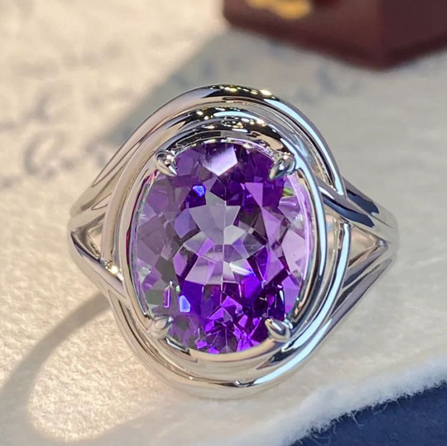 Anillo de amatista elegante para mujer